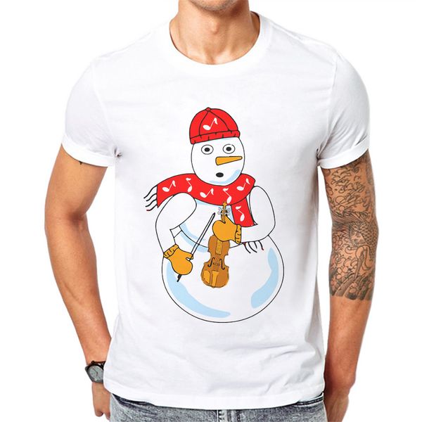 

2019 funny personality snowman printing mens tee shirts summer men t shirt short sleeve casual shirt white cotton male tshirts
