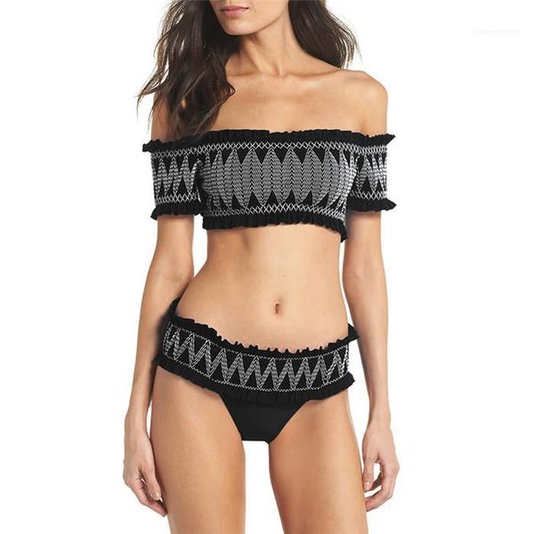 

брюки конструктор дамы купальный костюм лето женщины сплит swimsuits середина талия печать с коротким рукавом top плавания, White;black