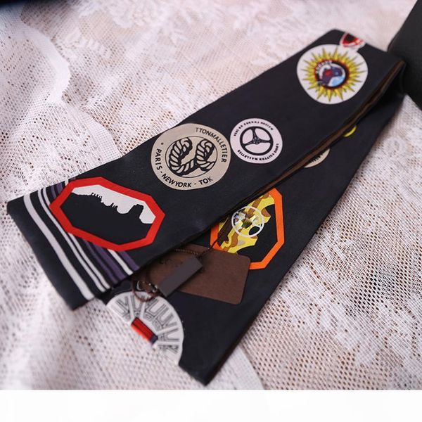 

brand luxury 100% silk fashion print small rectangle scarf headband brand silk scarves female can for handbags