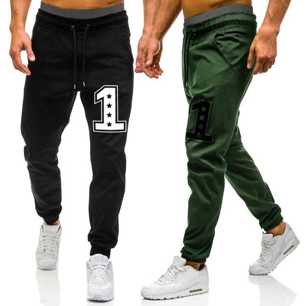 

foreign trade europe and the united states 1-print design solid color elastic waist sports pants hanging crotch pants, Black