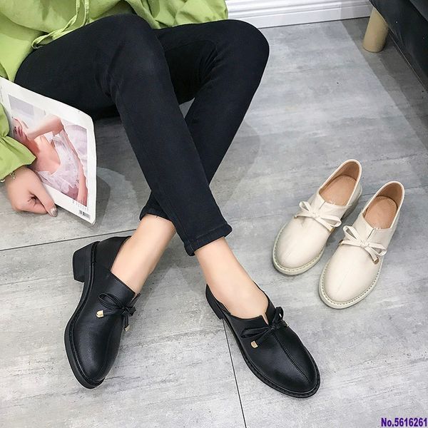 

new oxfords women flats platform shoes woman bow knot leather lace up round toe heels brogues creepers black ladies loafers
