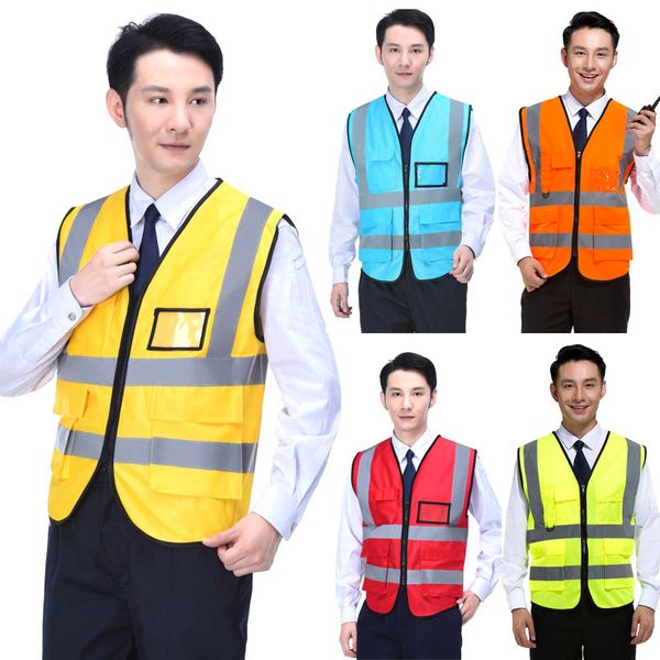 

men's vests executive vest high visibility waist coat two tone reflective safety large pockets colete masculino chalecos para hombre, Black;white
