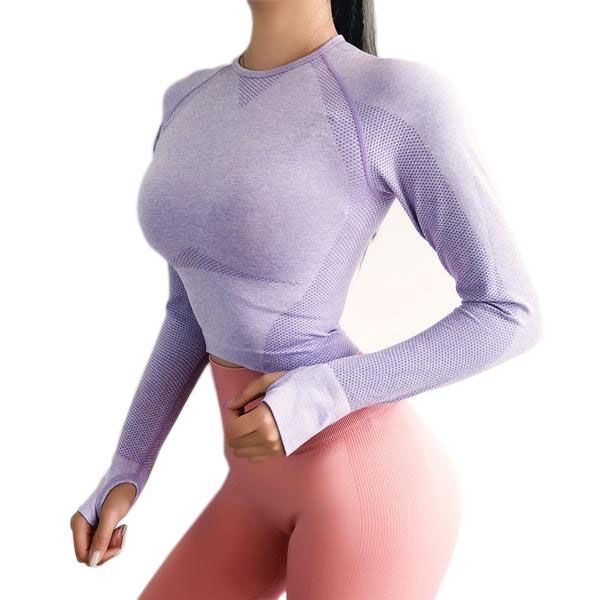 

women seamless yoga shirts sport clothes yoga long sleeve soft breathable jogging running full breathable,quick dry sport, White;red