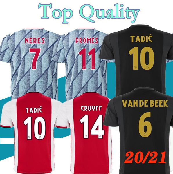 

s-2xl 2020 2021 ajax fc soccer jerseys 20 21 camisa van de beek nouri dolberg ziyech jerseys huntelaar football shirts, Black;yellow