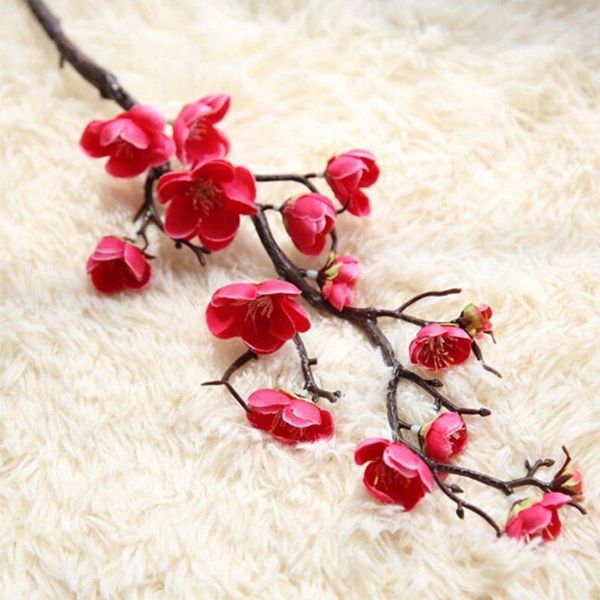 

60cm silk office party plum blossom diy artificial flower home decoration fake peach cherry bouquet spring wedding tree decor