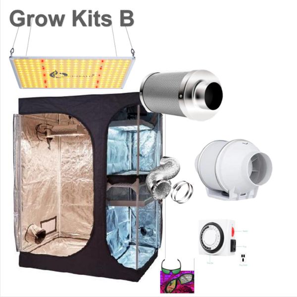 

110w grow light + 36"x24"x53" indoor grow tent full kit mylar reflective inline fan filter duct combo complete hydroponics gr