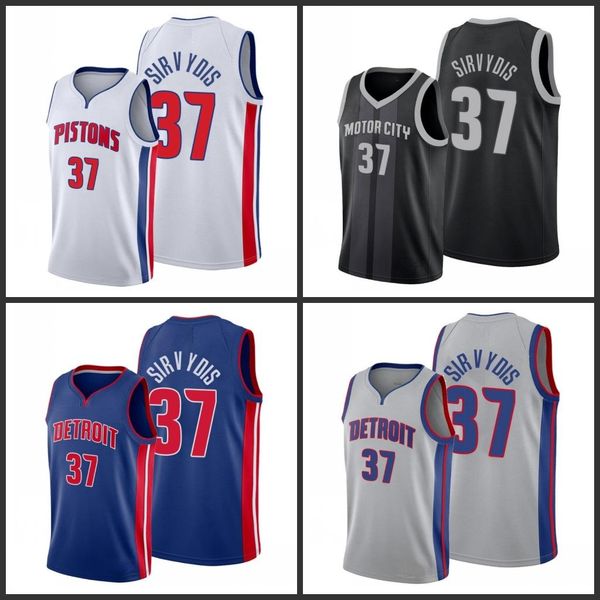 

detroit pistons deividas sirvydis men city basketball jersey, Black