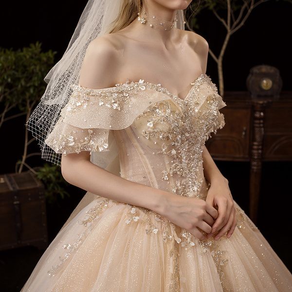 

main wedding dress new style bridal tailed super fairy dream wedding dress 2020 new temperament wedding dress, Black