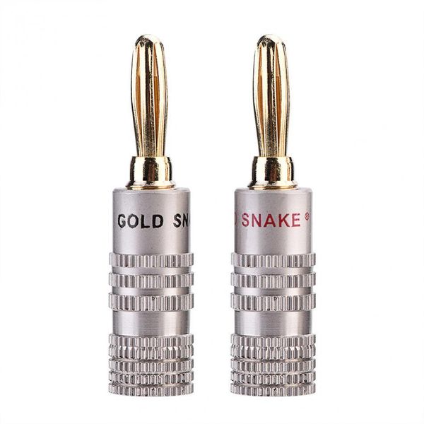

cgjxsvife 10 pcs /pack banana plugs 4mm diameter audio jack adapter dual screw lock speaker connector 24k gold plated pure copper