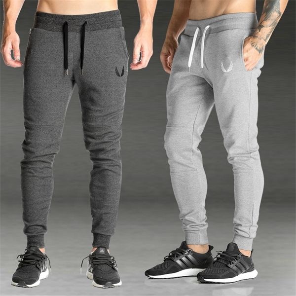 

2019 men gyms joggers pants casual elastic cotton mens fitness workout pants skinny sweatpants trousers jogger pants, Black