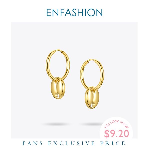 

enfashion punk кофе в зернах обруч серьги для женщин из нержавеющей стали цвета золота серьги обручи мода ювелирные изделия kolczyki e1167 2, Golden;silver