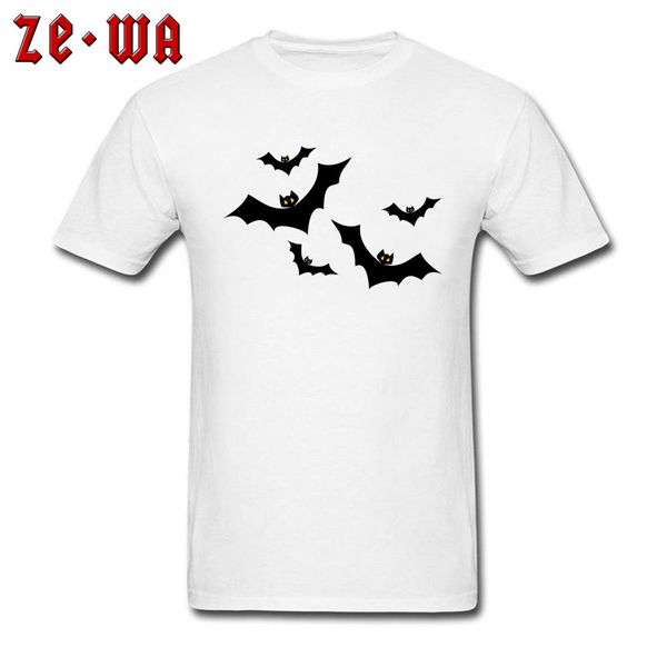 

new arrival halloween bat t shirt 100% cotton fabric breathable clothes white fashion simple style print tee shirt homme guys