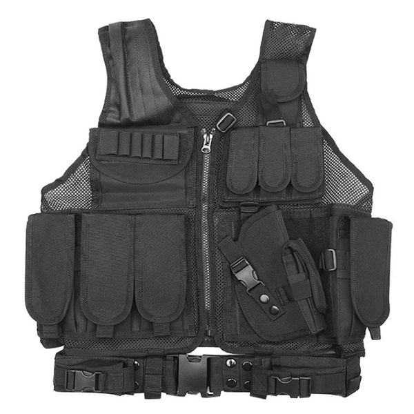 

tactical vest security outdoor training combat cs field protection vest for paintball game swat team, Camo;black