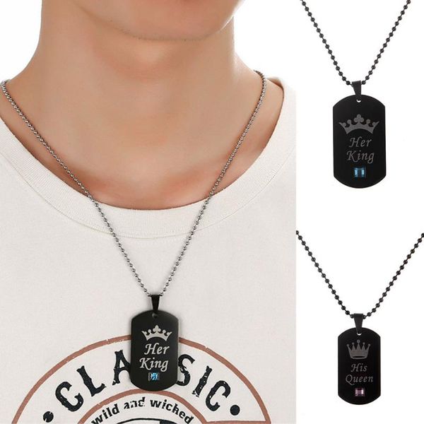 

decorative women/men fashion accessories gifts delicate her king and his queen valentines day stainless steel couple necklace, Silver