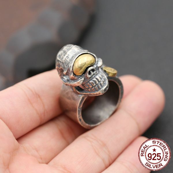 

s925 sterling silver ring personality fashion jewelry retro hand-carved domineering skull ring punk men's ring 2019 new hot