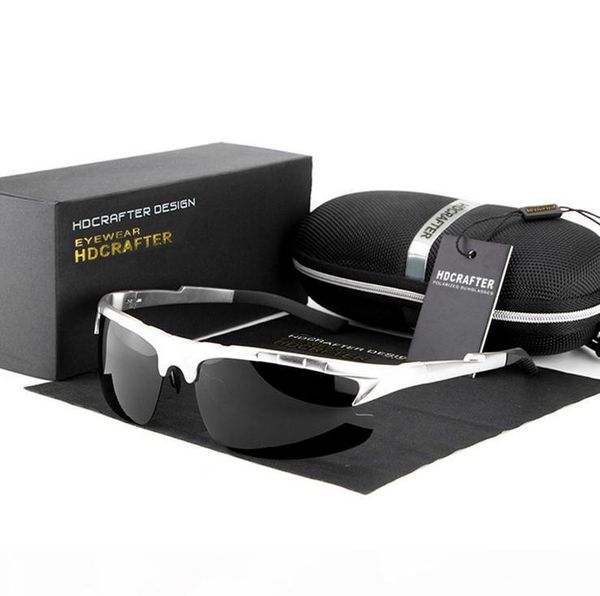 

brand men driving glasses aluminum magnesium aviation alloy polarized sunglasses for men metal frame sports sun glasses driver fishing, White;black