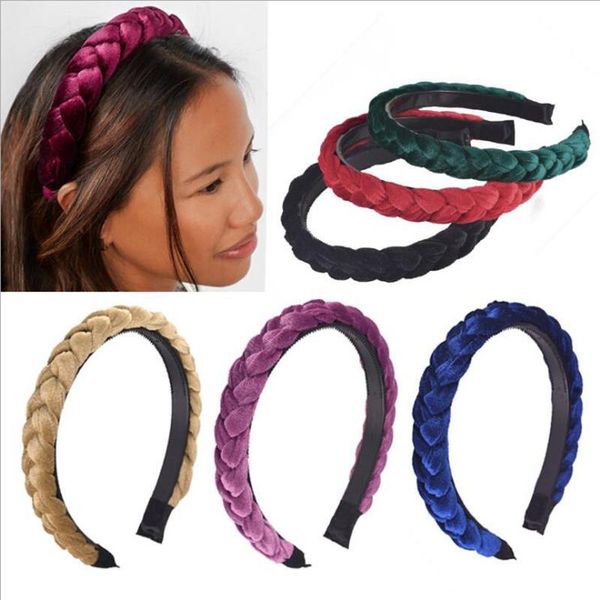 

new fashion braid headband soft flannel hairband women non-slip teeth headwear turban classic hair hoop hair accessories