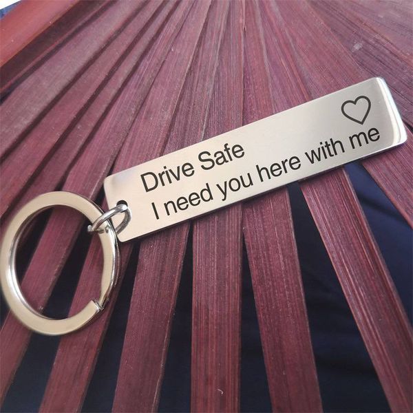 

keychain necklace stainless steel key rings gifts drive safe handsome english alphabet engraved keyring car accessories, Silver