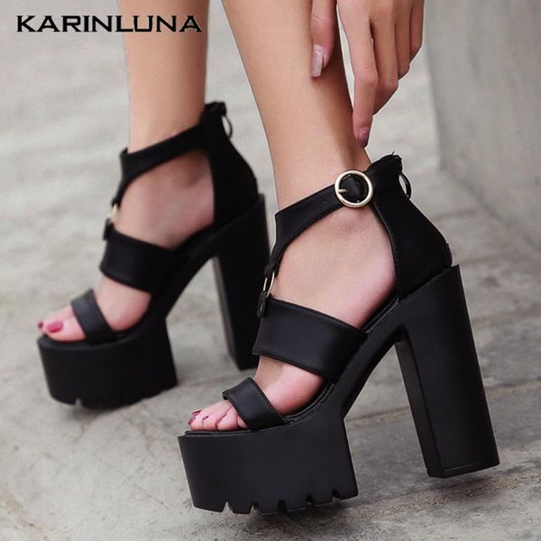 

sandals karin fashion extreme high square heels wholesale summer gladiator thick platform shoes women, Black