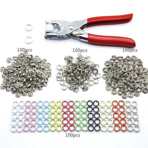 

100pcs 9.5mm sheet dress hand plier sewing snap fastener set press studs diy