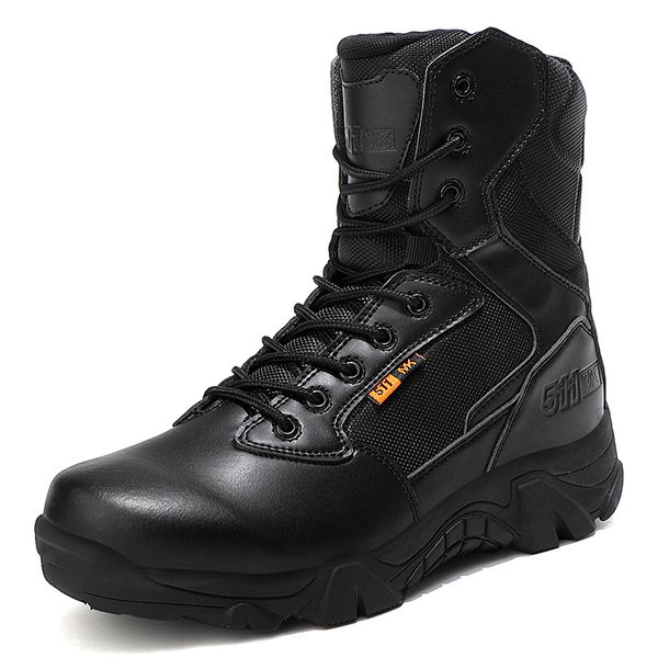 

plus size 39-47 us boots men leather combat boots for men infantry tactical outdoor botas army bots army shoes, Black
