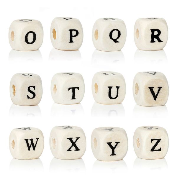 

doreenbeads "o" до "z" одно письмо wood spacer beads куб природный алфавит / письмо шариков около 10 мм (3/8" ), отверстия: 4 мм, 300pcs y20