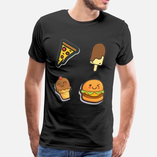 

food pizza burger ice cream popsicle cute icons t shirt men interesting tee shirt s-3xl male interesting breathable summer cool shirt