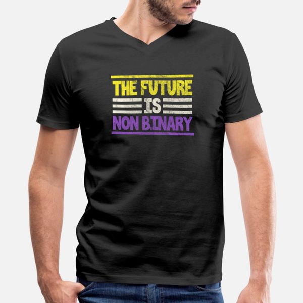 

the future is non binary lgbtq flag t shirt men designing cotton size s-3xl gents graphic fashion spring leisure shirt