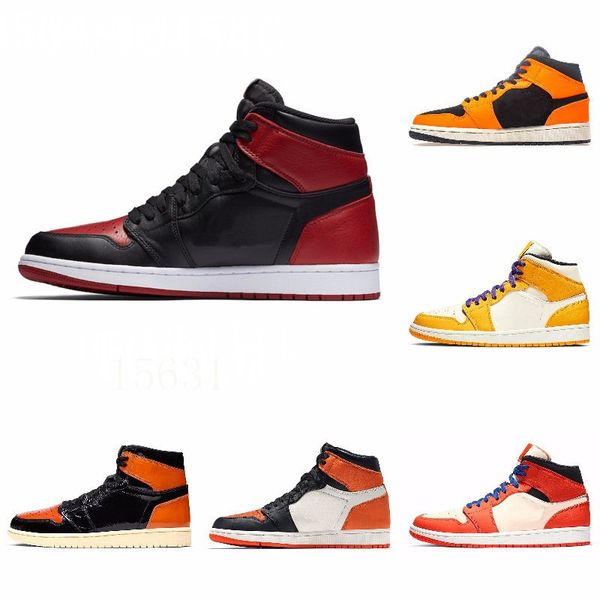 

новый 1s high top 3 разрушенного og бред toe banned game royal обувь мужская 1s тень тапок высокого качество с коробкой j # 08-307