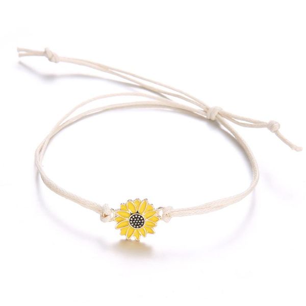 

5pcs/set women bracelet boho pu knitted vintage daisy small chain bangle ladies jewelry ll@17, Golden;silver