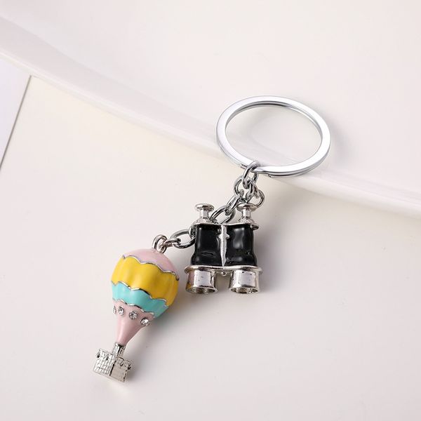 

new cute air balloon pendant key chain alloy fashion bag charm car key chains children's toy gift ring, Silver