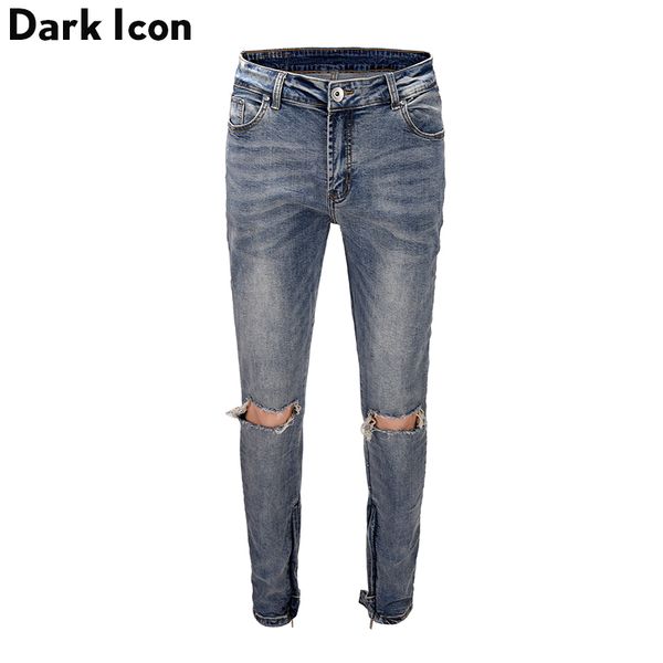 

dark ripped jeans men, Blue