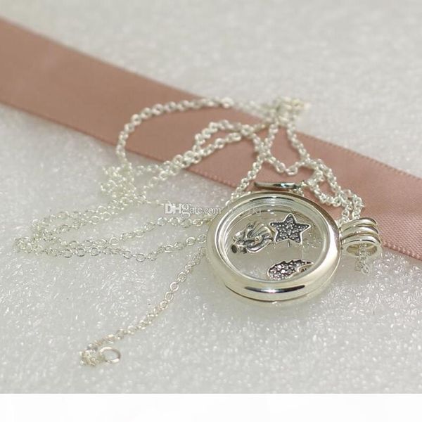 

high-quality 925 sterling silver medium floating locket with love & family petites necklace for european designer charms and beads pendants