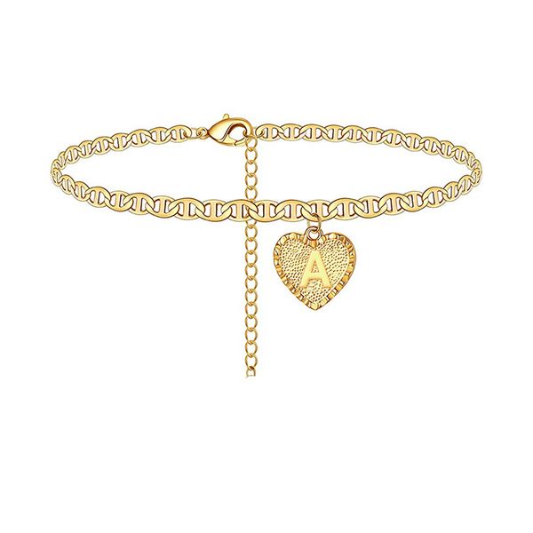 

heart initials ankle bracelet 14k gold plated letter anklet barefoot beach jewelry accessories leg bracelet for women girl jewelry, Red;blue