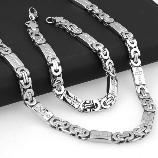 

fashion new cross pattern boutique fashion jewelry stainless steel titanium steel necklace + bracelet set, Silver