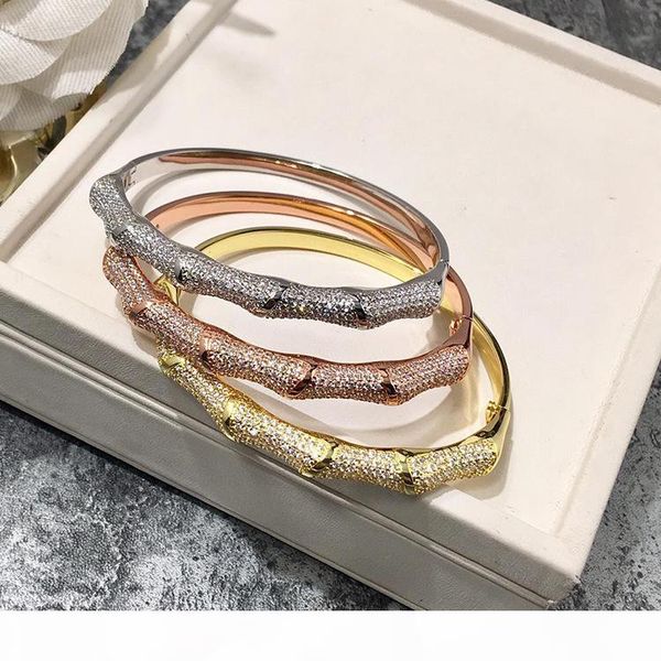 

factory price wholesale fashion women's bracelet jewelry europe and america half circle full diamond bamboo bracelets bangles, Black