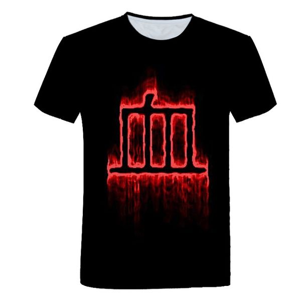 

o collar red blood terror summer 3d print shirts hentai horror hentai men clothing
