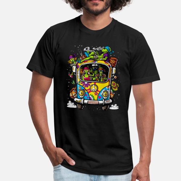 

aliens hippie van t shirt men print cotton o-neck clothes cute building spring autumn pattern shirt