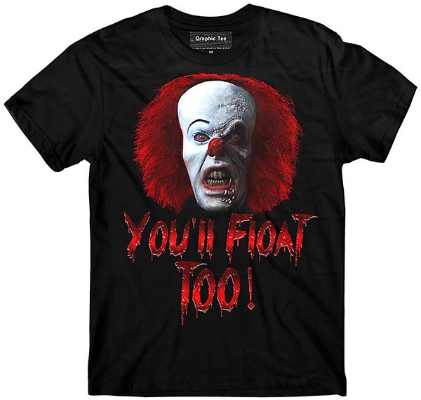 

2019 new summer tee shirt it t-shirt, you'll float too, no lives matter, pennywise, clown cool t-shirt