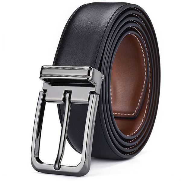 

name real genuine belts for men retro style double side faced leather belt 3.3cm fashion clothing accessories, Black;brown