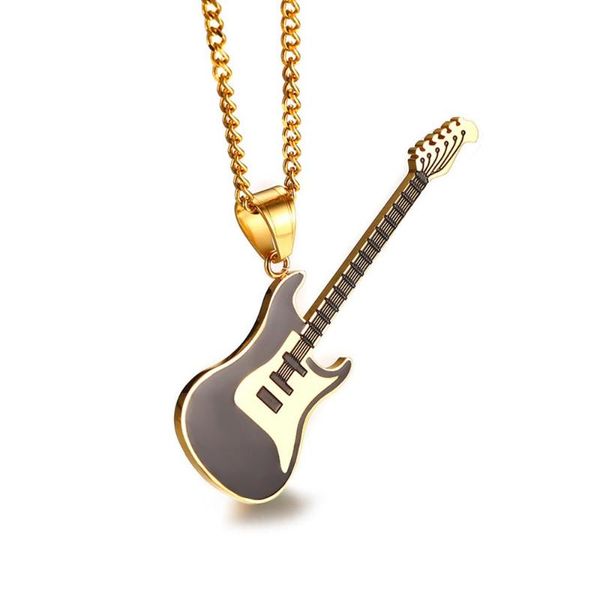 

stainless steel music player guitar pendant necklace bass music song necklaces jewelry gift for him, Silver