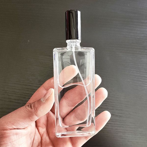 

square glass 50ml clear perfume spray glass bottle
