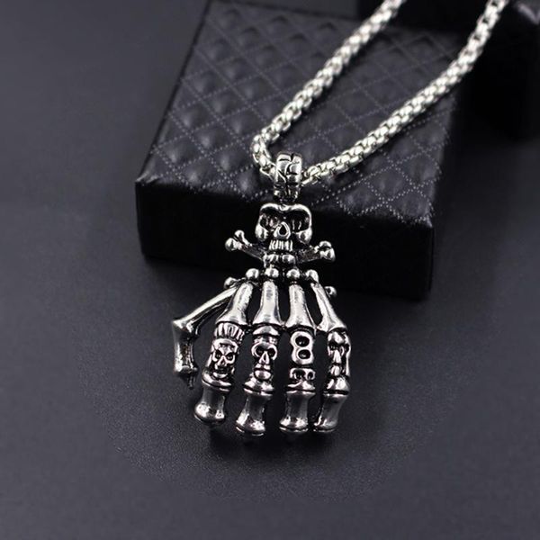 

european and american long hip-hop punk necklace pendant hand non mainstream men's jewelry wholesale, Silver