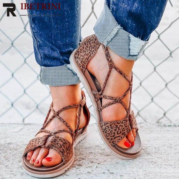 

ribetrini retro women open toe leopard print shoes women zipper cover heel brand sandals 2020 fashion sandals, Black