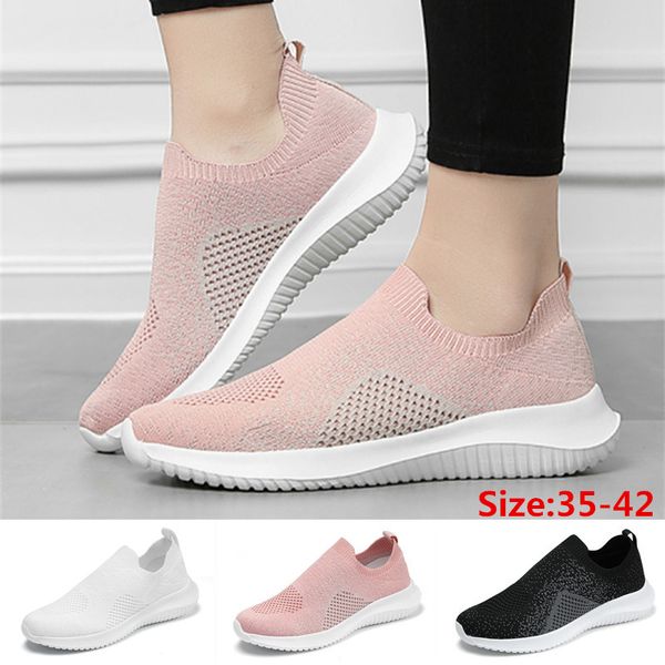 

ladies cycling walking shoes women knitted breathable flats sneakers