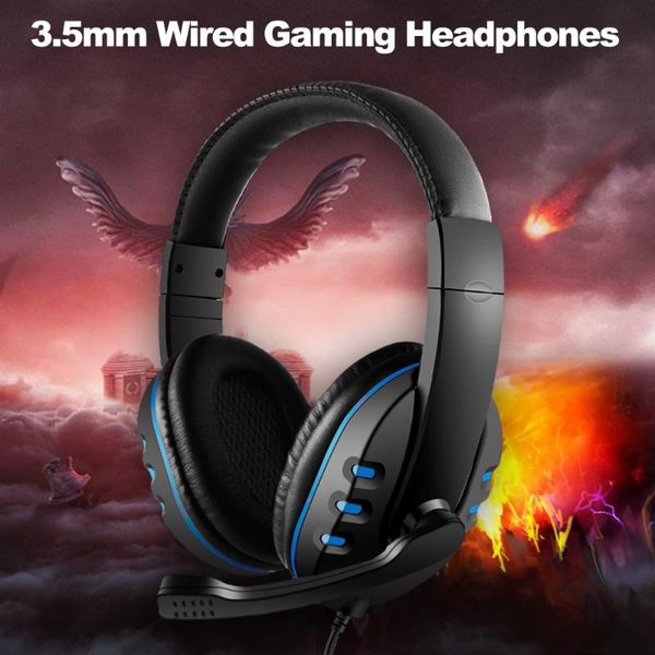 

3.5mm wired gaming headset over ear game headphones noise canceling earphone with microphone volume control for pc smart phone