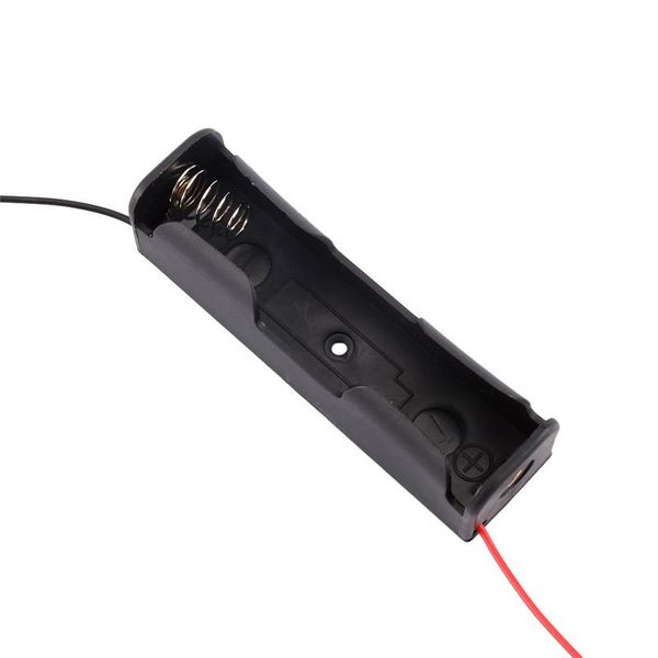 

cgjxsblack plastic 18650 battery 3 .7v clip holder storage box case with wire lead ing