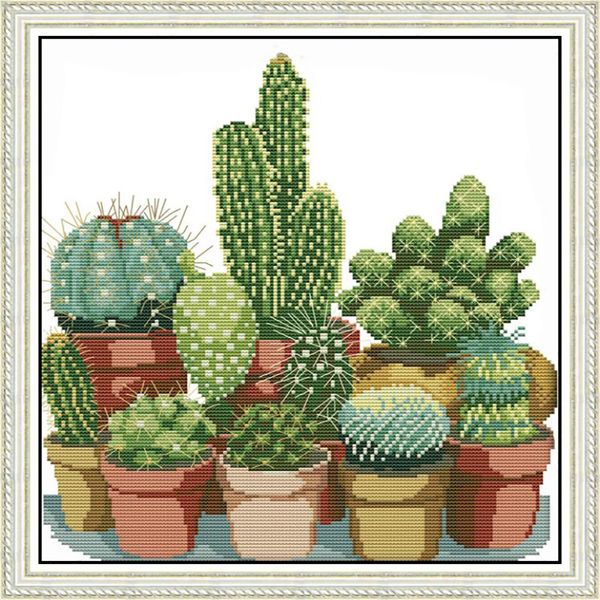 

gift needlework diy embroidery home decor floral cross stitch cactuses pattern