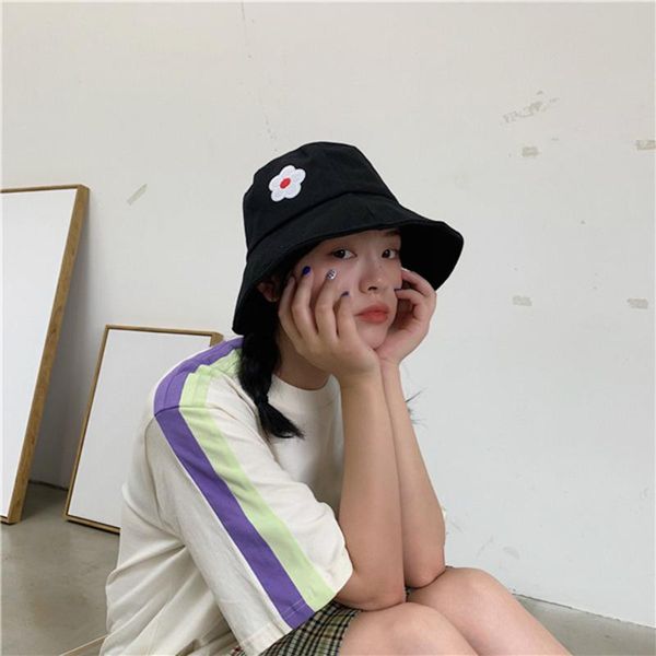 

hat female flower fisherman hat japanese literature and art outdoor sun fashion basin, Blue;gray