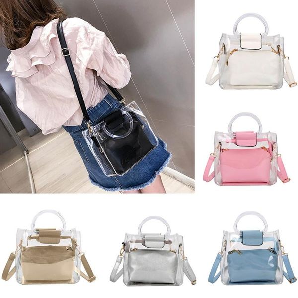 

woman bag handbag 2pc jelly transparent messenger 2020 new portable shoulder bolso mujer torebka damska sac main femme #t